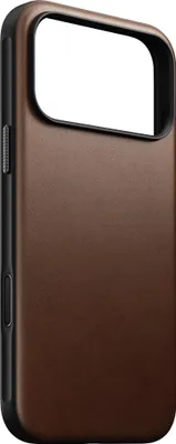 Image de Nomad Modern Cuir Coque iPhone 17 Pro Max – Contrôle Précis de la Caméra – Boutons en Aluminium Recyclé – Cuir Respectueux de l'Environnement - Marron
