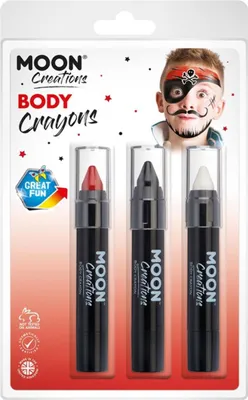 Produktbild von Moon Creations - Wachsmalstifte für Gesichtsmalerei, Logo SM2593 (Einheitsgröße) (Rot/Schwarz/Weiß)
