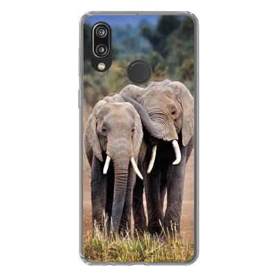 Produktbild von MuchoWow® Handyhülle Schutzhülle Hülle für Huawei P20 Lite (2020) Elefant - Tiere - Bäume - Natur Silikon Softcase Handy Hülle - Kartenhalter