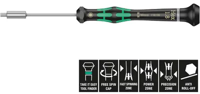 Produktbild von Wera 2069 Electrical &amp; precision engineering Socket wrench Spanner size (metric): 1.8 mm Blade length: 60 mm