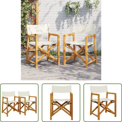 Image de The Living Store Chaises de jardin pliantes 2 pcs. Tissu blanc crème