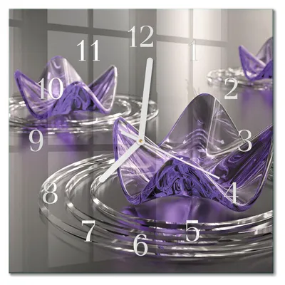 Immagine prodotto di Orologio da parete Tulup Glasuhr, orologio da cucina, vetro vero, 30x30 cm, design moderno e decorativo, silenzioso, lancette bianche, motivo: fiori di vetro