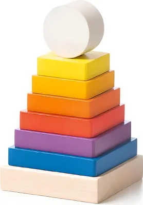Obrázok produktu pre Cubika 15269 Veža farebná stohovacia veža štvorcová 8-dielna z dreva Ukrajinské hračky