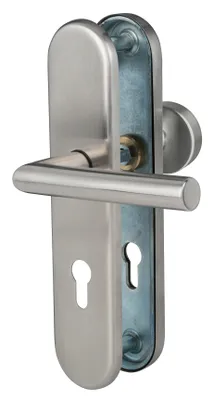 Produktbild von Schutzbeschlag für Wohnungseingangstüren mit Profilzylinderlochung DIN rechts/links, Knopf/Drücker, Lochabstand 72mm