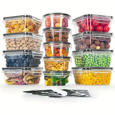 Produktbild von 12 Stück Lebensmittelbehälter,  mit Deckel und Dichtung,Verschiedene GrößenVorratsdosenset ,uftdichte & auslaufsichere Lunchboxen, Meal Prep Boxen.