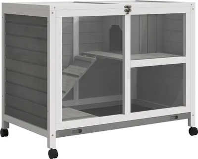 Produktbild von Hasenstall klappbar, Tannenholz massiv, Grau