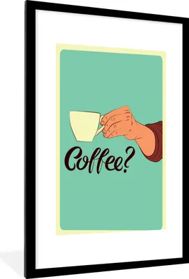 Produktbild von MuchoWow® MuchoWow® Gerahmtes Poster Retro - Sprichwörter - Kaffee? Zitate 60x90 cm - Poster mit zchwarzem Bilderrahmen - Dekoration - Wandposter Wohnzimmer - Hochwertig