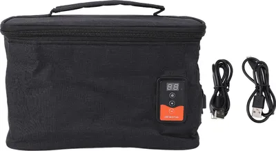 Obrázek produktu pro Elektrický ohřívač potravin do auta černý Nastavitelná teplota USB Přenosný oběd pro krabičku Vlhké kapesníky Láhev mléka