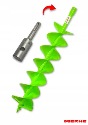 Productafbeelding van WERHE Grondboor 150 mm H met dubbele spiraal + SDS Plus adapter – set voor planten en het plaatsen van palen