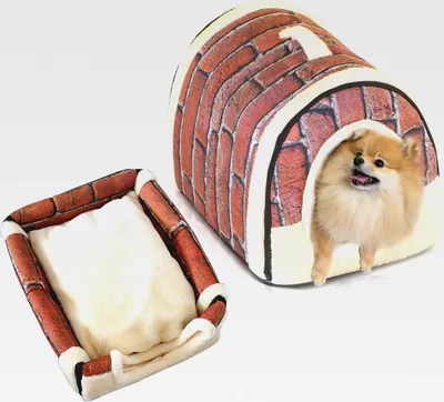 Produktbild von Katzenbett Hundebett hundehöhle Hundehütten Katzenhöhle Kuschelhöhle Katzenhaus Faltbare gemütliche mit abnehmbarem Kissen 45x35x35CM