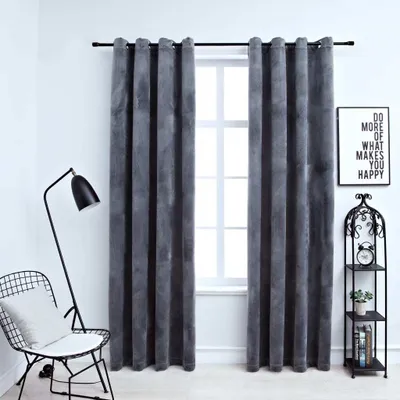 Obrázek produktu pro The Living Store zatemňovací závěsy s očky 2 ks sametové antracitové 140x175 cm
