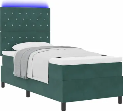 Obrázok produktu pre Skriňová posteľ s matracom tmavozelená 90 x 200 cm zamatová