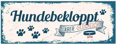 Produktbild von vianmo Holzschild 10x27 cm Hundebekloppt aber Glücklich blau Tier Haustier