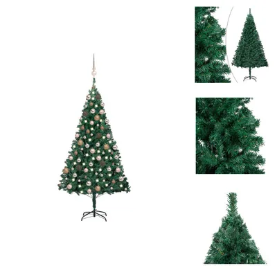 Image de vidaXL Sapin de Noël artificiel avec éclairage & boules Vert 150 cm - Sapins de Noël