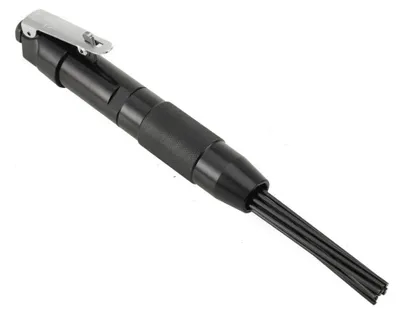 Produktbild von Druckluft Nadelentroster - Pneumatisches Reinigungs- und Entgratwerkzeug - 0,6 cm Anschluss - 90 PSI Arbeitsdruck - 12 Nadeln 3 mm Kohlenstoffstahl - Schweißnaht Schlacke Rost