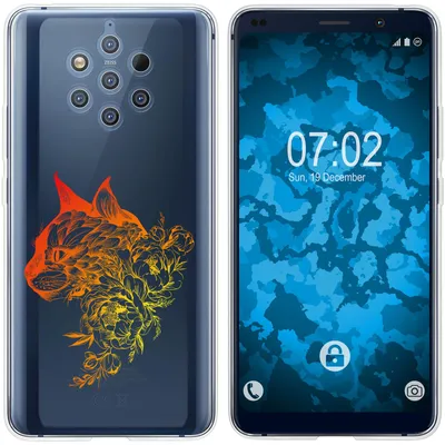 Produktbild von PhoneNatic Case kompatibel mit  Nokia 9 PureView Silikon-Hülle Floral Katze M2-2