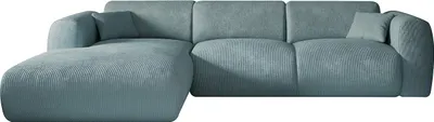 Produktbild von Großes Ecksofa links mit blauem POGNI-Stoff von Maison Céphy