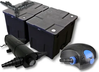 Produktbild von SunSun Komplettset: CBF-350B Teichfilter bis 60000 L Teichfilteranlage als Durchlauffilter, CTF-12000 SuperECO Teichpumpe 12000l/h 100W, CUV-236 Teichklärer UVC Klärer mit 36W, Y-Verteiler