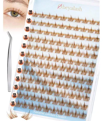 Produktbild von Wimpern Cluster Braun C Curl 10-13mm Mixed 120 Stück mit Pinzette