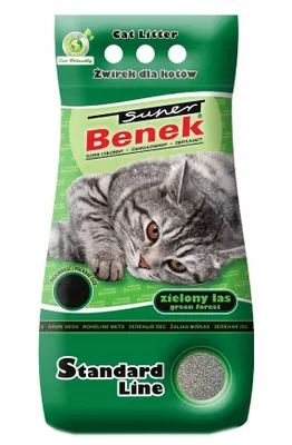 Zdjęcie produktu dla Super Benek Standard Zielony Las 5L - zbrylający żwirek bentonitowy dla kotów do kuwety o zapachu zielonego lasu