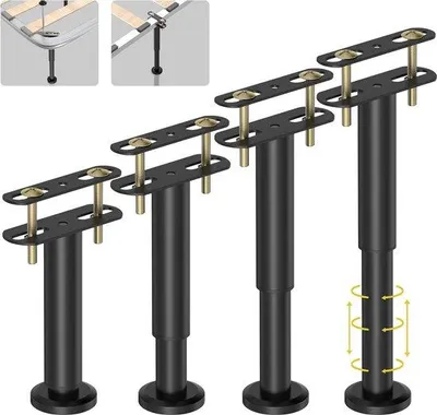 Produktbild von Famanu Möbelbeine höhenverstellbar - schwarzes Metall - 2 Stück