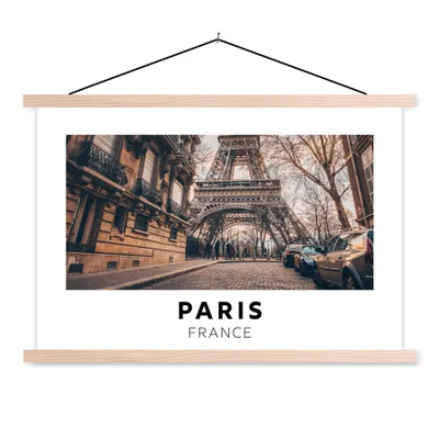 Produktbild von MuchoWow® Textilposter Frankreich - Paris - Eiffelturm 60x40 cm mit holzfarbenen Rahmen - Bilder