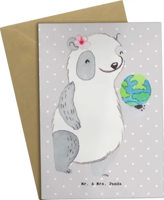Produktbild von Mr. & Mrs. Panda Grußkarte Touristikkauffrau Herz - Grau Pastell - Geschenk, hochzeitskarten, osterkarten, osterkarte, weihnachtskarten, Grußkarten, einladungskarten