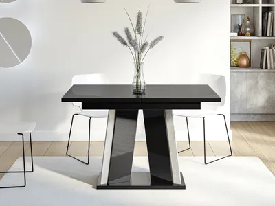 Immagine prodotto di Tavolo da cucina allungabile 120x80 cm FERDEK 1 - cemento / nero lucido
