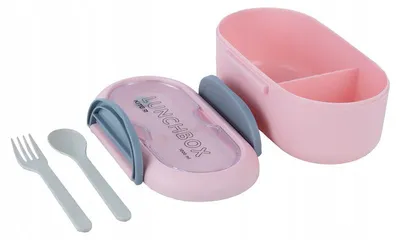 Zdjęcie produktu dla Lunchbox Śniadaniówka ze Sztućcami 1000ml RÓŻOWA KITE