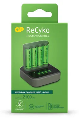 Produktbild von GP Batteries ReCyko B421, Nickel-Metallhydrid (NiMH), AA, AAA, 4 Stück(e), Akkus/Batterien enthalten