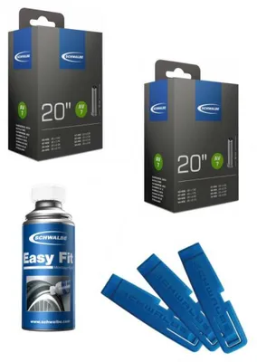 Produktbild von Schwalbe Fahrrad-Set: 2x Schlauch AV7 20x1.50-2.50\" (AV 40mm), 3 Reifenheber...