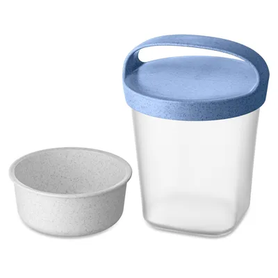 Zdjęcie produktu dla koziol Snackpot Buddy z wkładką i pokrywką 500ml Organic, przezroczysty/niebieski