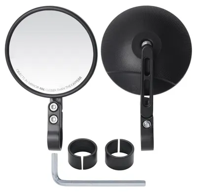 Image de Miroirs pour moto, lot de 2, pivotables à 360°, rétroviseurs de guidon pour tubes de 22/25,4 mm, en ABS/alliage d'aluminium, miroir rond de Ø 10,5 cm