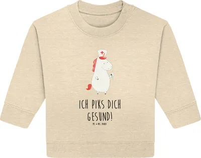 Produktbild von Mr. & Mrs. Panda Organic Baby Pullover Einhorn Krankenschwester 12. - 18. Monat - Natural Raw - Geschenk, Bullover, Krankenpfleger, Ärztin, Krankenpflegerin, Unicorn