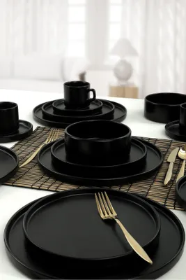 Immagine prodotto di Set di stoviglie Keramika - Mat Black Impilabile - 20 pezzi - 4 persone - gres