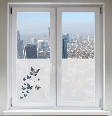 Produktbild von INDIGOS UG Glasdekorfolie Schmetterling Sichtschutzfolie Fensterfolie Butterflies satiniert blickdicht - 1200mm Breite x 500mm Höhe