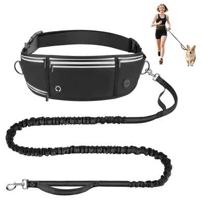 Imagen del producto de Omgoods - Correa para perros manos libres con 2 asas - Correa reflectante trenzada para correr y hacer senderismo