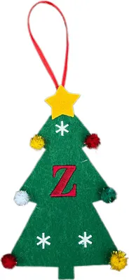 Produktbild von Weihnachtsbaum-Anhänger-Ornament mit Schlüsselband, 26 Buchstaben-Design, Filzstoff, Weihnachtsdekoration zum Aufhängen am Weihnachtsbaum