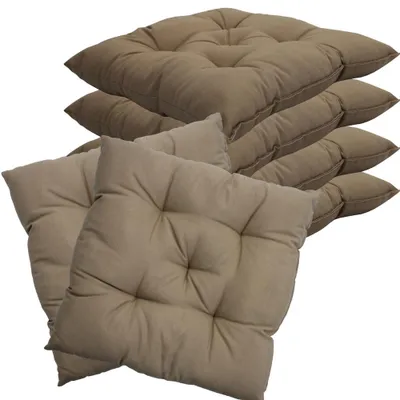 Produktbild von Stuhlkissen 38x38 cm ComfySeat - Sitzkissen mit 6 cm Comfort Sitzpolster - Indoor & Outdoor, Farbe:Beige, Set:6er Set