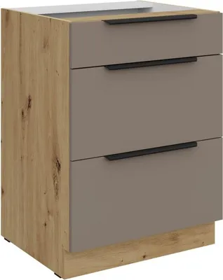 Obrázok produktu pre Šuplíková skrinka LUNARA - šírka 60 cm, tmavo béžová / dub artisan