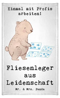 Produktbild von Mr. & Mrs. Panda Handtuch Fliesenleger Leidenschaft - Weiß - Geschenk, Gästehandtuch Bunt, Handwerk, Lustig, Frotteehandtuch, Beruf, Klein, Spruch, gäste wc, Gästetuch