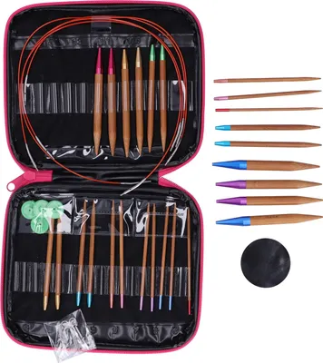 Immagine prodotto di Bambù -ago -carboncino circolare rimovibile a doppia punta -utensile per lavorare a maglia