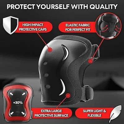 Produktbild von Famanu Knieschützer Schutzset - für Jungen und Mädchen, Skateboard, Rollschuhe, Fahrrad, Größe M
