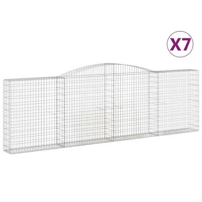 Produktbild von Gabionen mit Hochbogen 7 Stk. 400x30x120/140cm Verzinktes Eisen