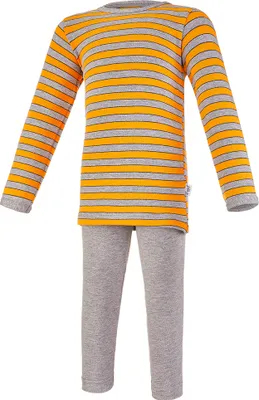 Produktbild von Pyjama lange Ärmel Outlast® - Streifen grau-orange/grau meliert, 110