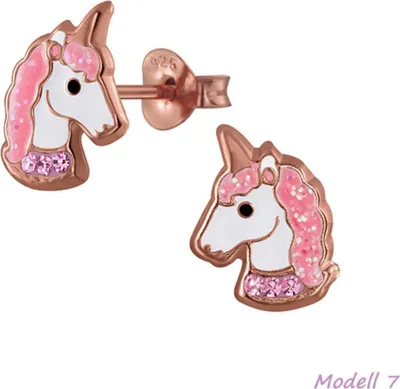Produktbild von Kinder Ohrstecker: Mädchen Ohrringe Silber „Einhorn“ Modell 7