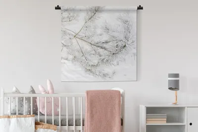Produktbild von MuchoWow® Wandteppich Wandbehang Winter - Äste - Schnee 90x90 cm Tapisserie Dekoration Wandtuch - Wandaufhänger