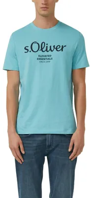 Productafbeelding van s.Oliver heren T-shirt met logo-opdruk – van katoen, regular fit, ronde hals
