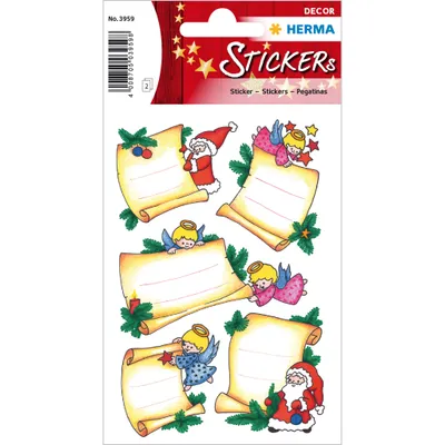 Produktbild von HERMA Sticker Weihnachtsbriefe, beglimmert 2 Blatt / 10 Sticker, Papier, Mehrfarbig, Permanent, Weihnachten, 10 Stück(e), 2 Blätter