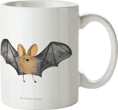 Produktbild von Mr. & Mrs. Panda Becher Fledermaus Flügel - Weiß - Geschenk, kaffeetasse keramik, schöne tasse, Keramiktasse, Lustige Sprüche